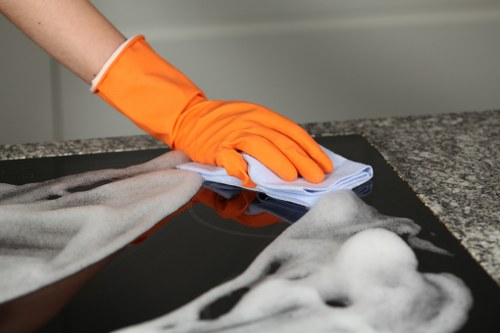 Deep cleaning tile and grout on a hard floor surface