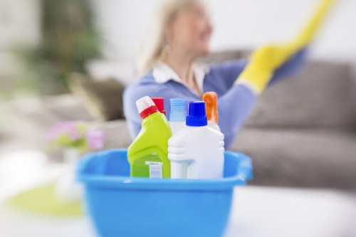 Neat and tidy communal hallway cleaned for Queenspark residents